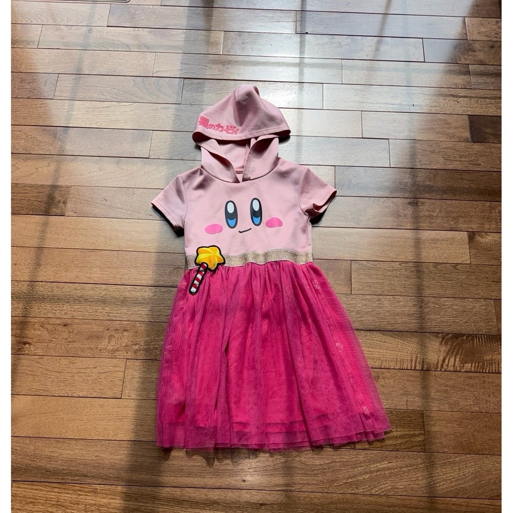 Kirby Big Face Girl's Cradle Pink Short Sleeve Hooded Cosplay Dress Medium